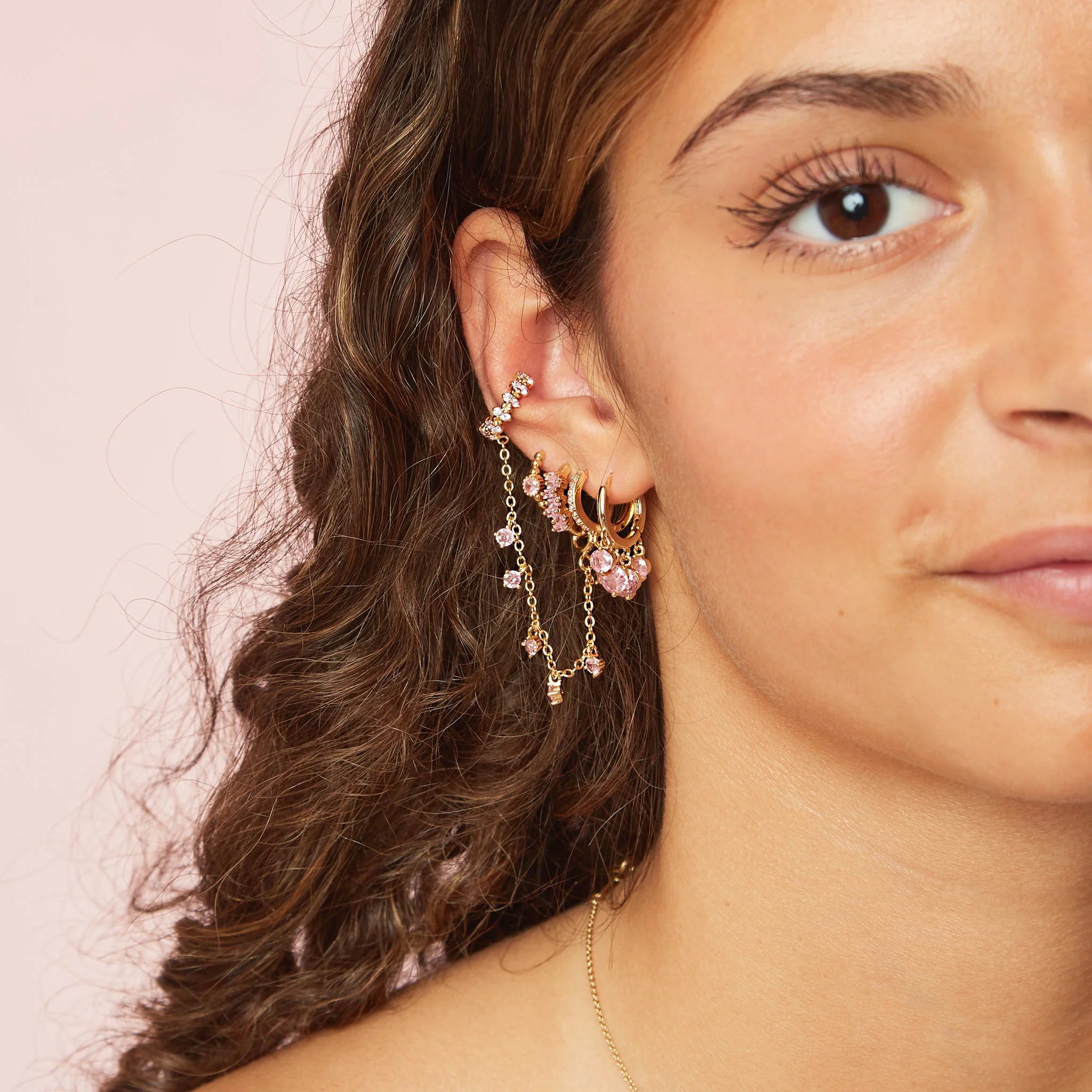 Millie Chunky Ear Cuff Droplet Chain - Image 17