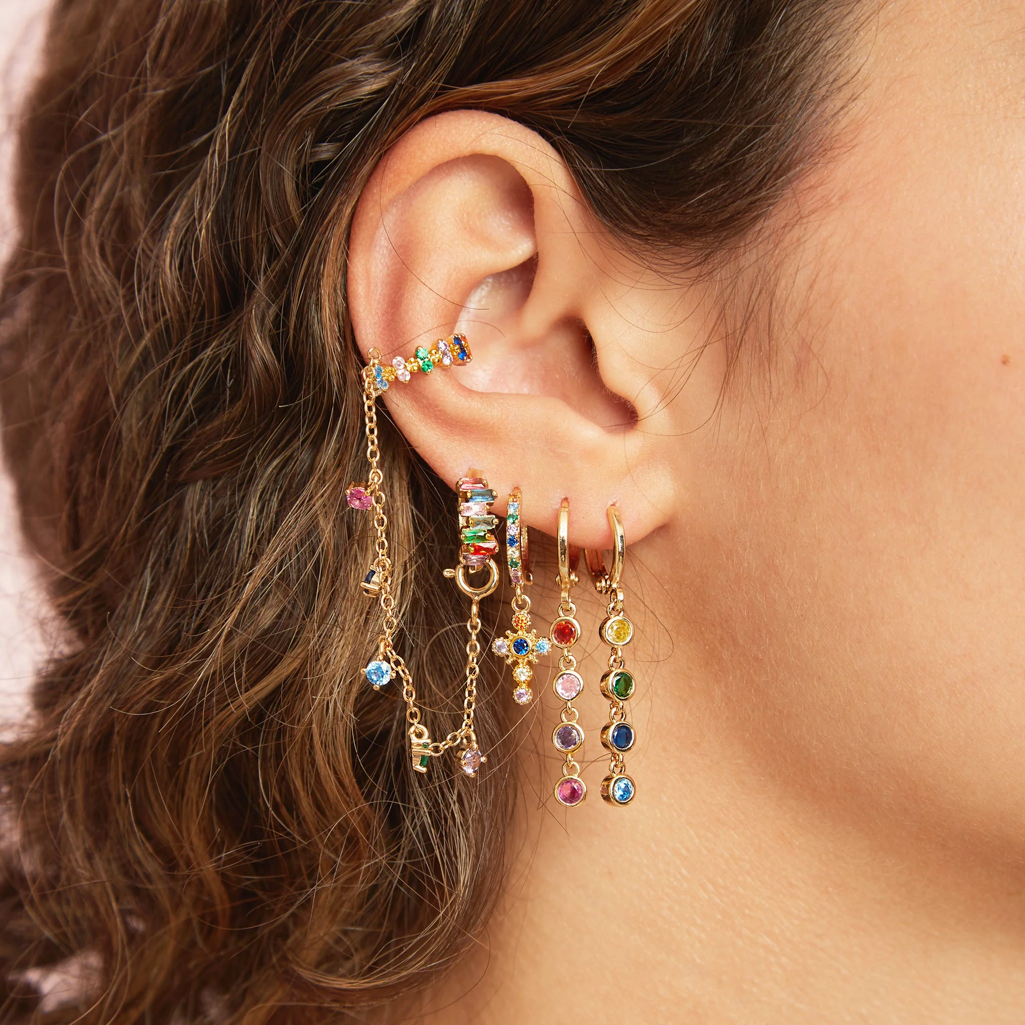 Millie Chunky Ear Cuff Droplet Chain - Image 18