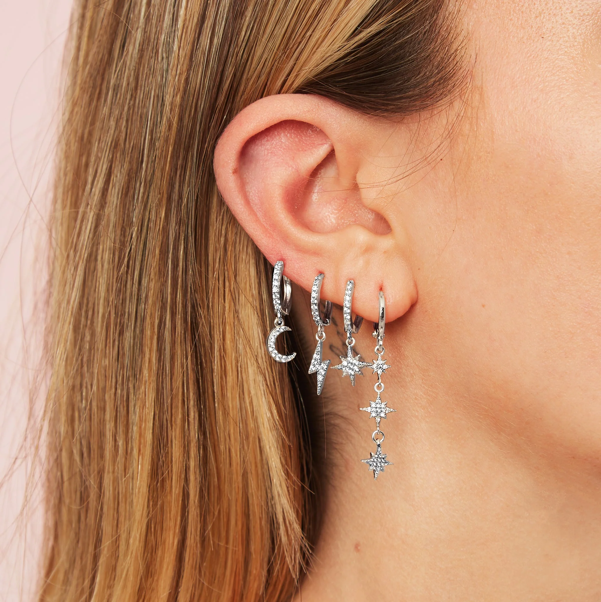 Romilly Droplet Star Huggie Earrings - Image 12