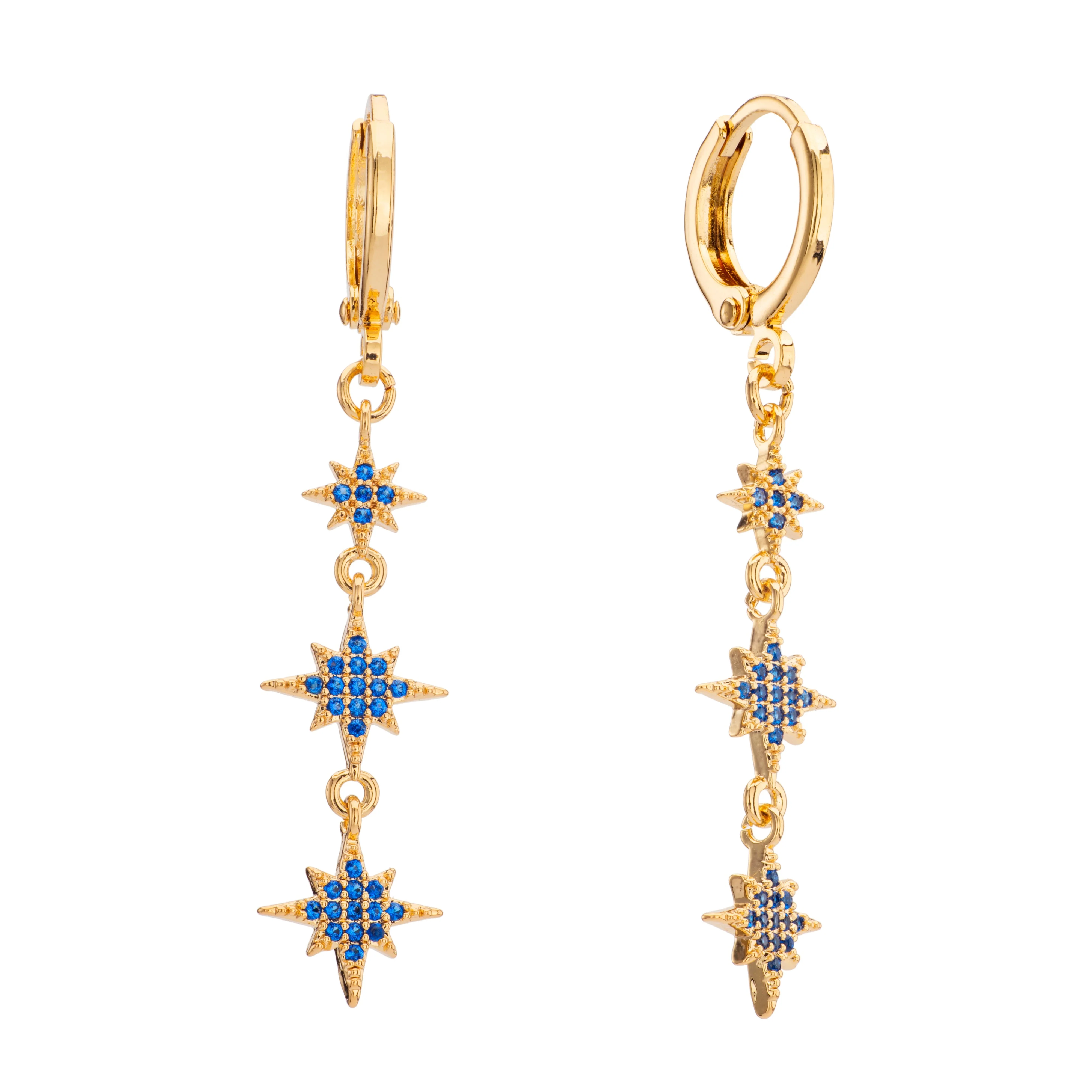 Romilly Droplet Star Huggie Earrings - Image 3