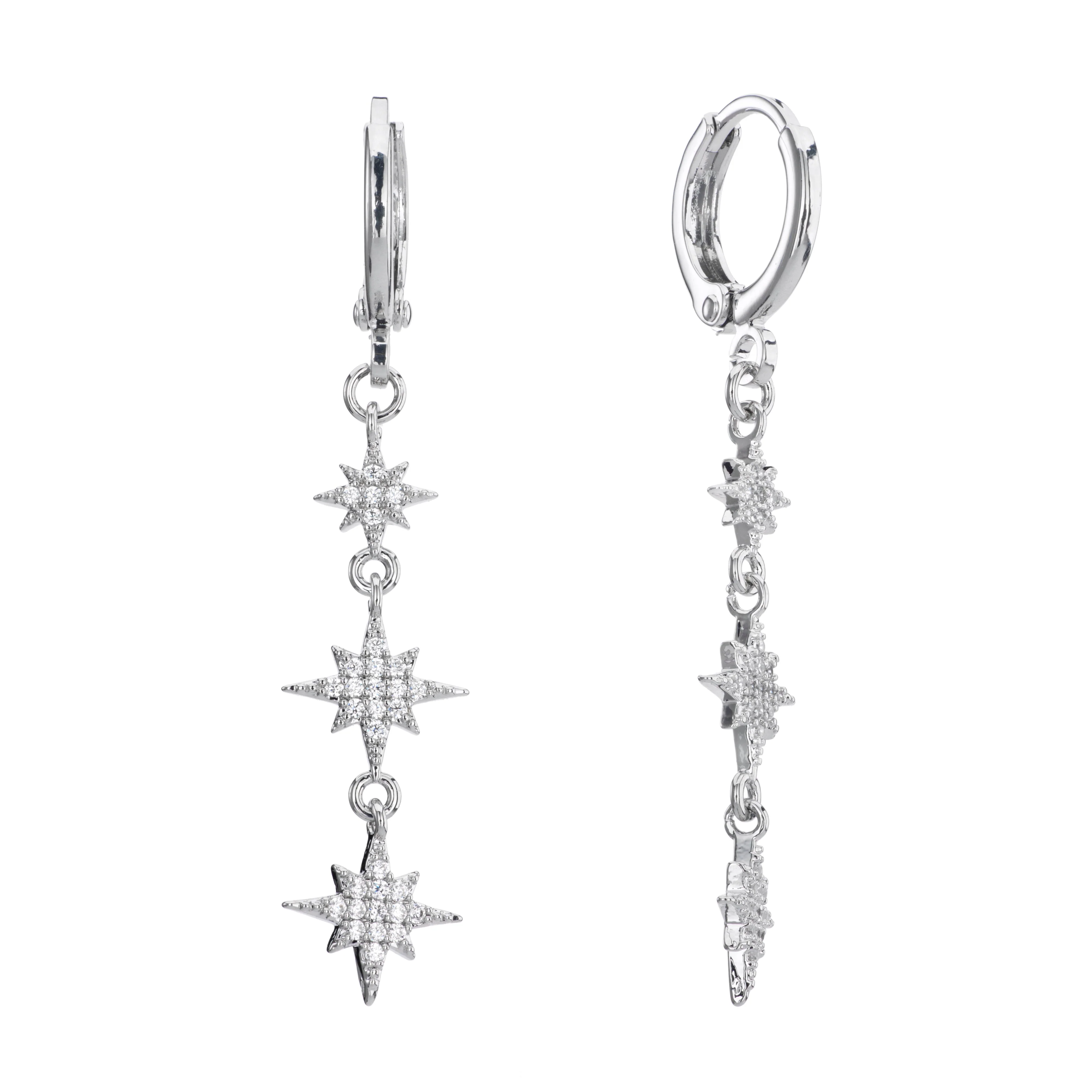 Romilly Droplet Star Huggie Earrings - Image 4
