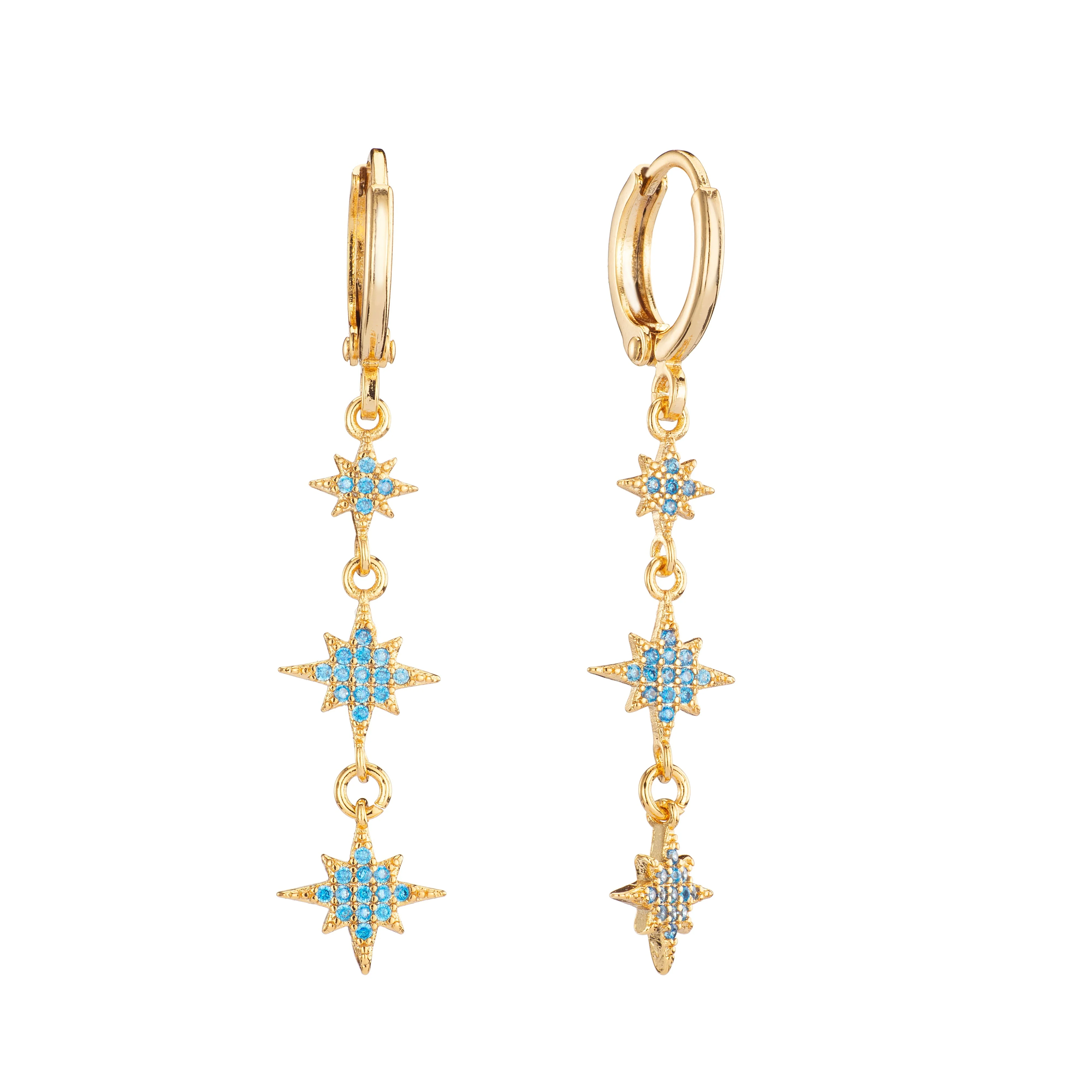 Romilly Droplet Star Huggie Earrings - Image 6