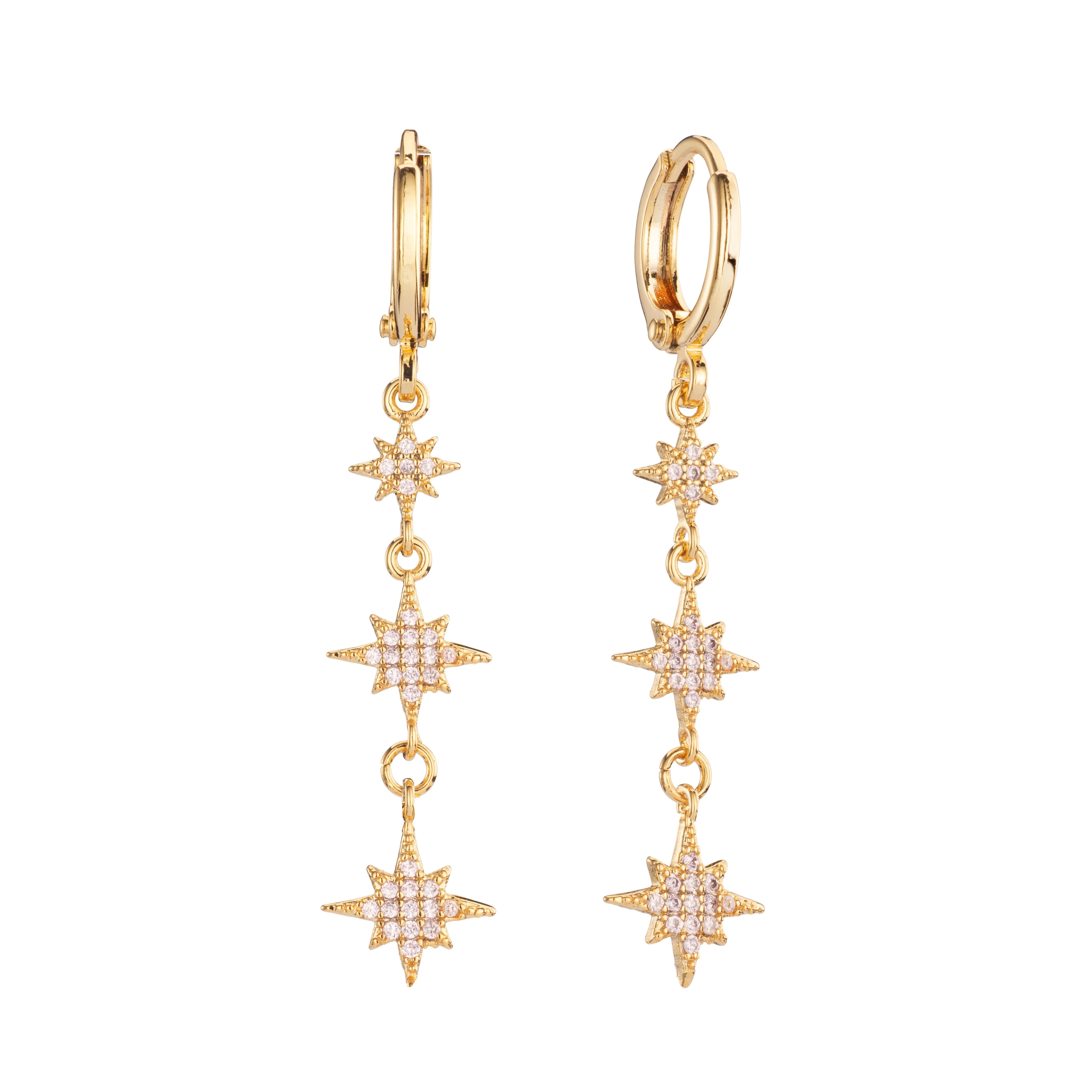 Romilly Droplet Star Huggie Earrings - Image 7