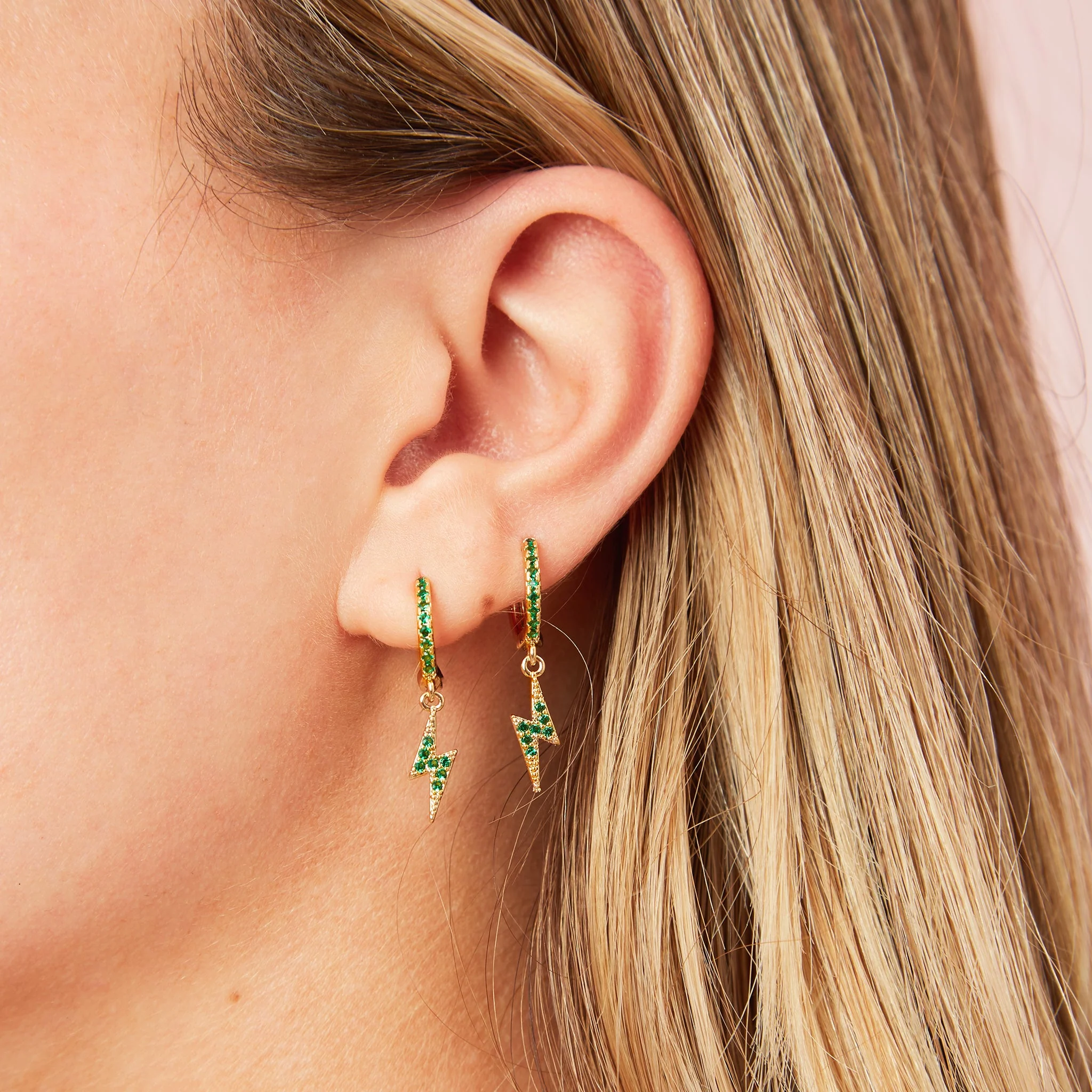 Talitha Lightning Bolt Huggie Earrings - Image 11