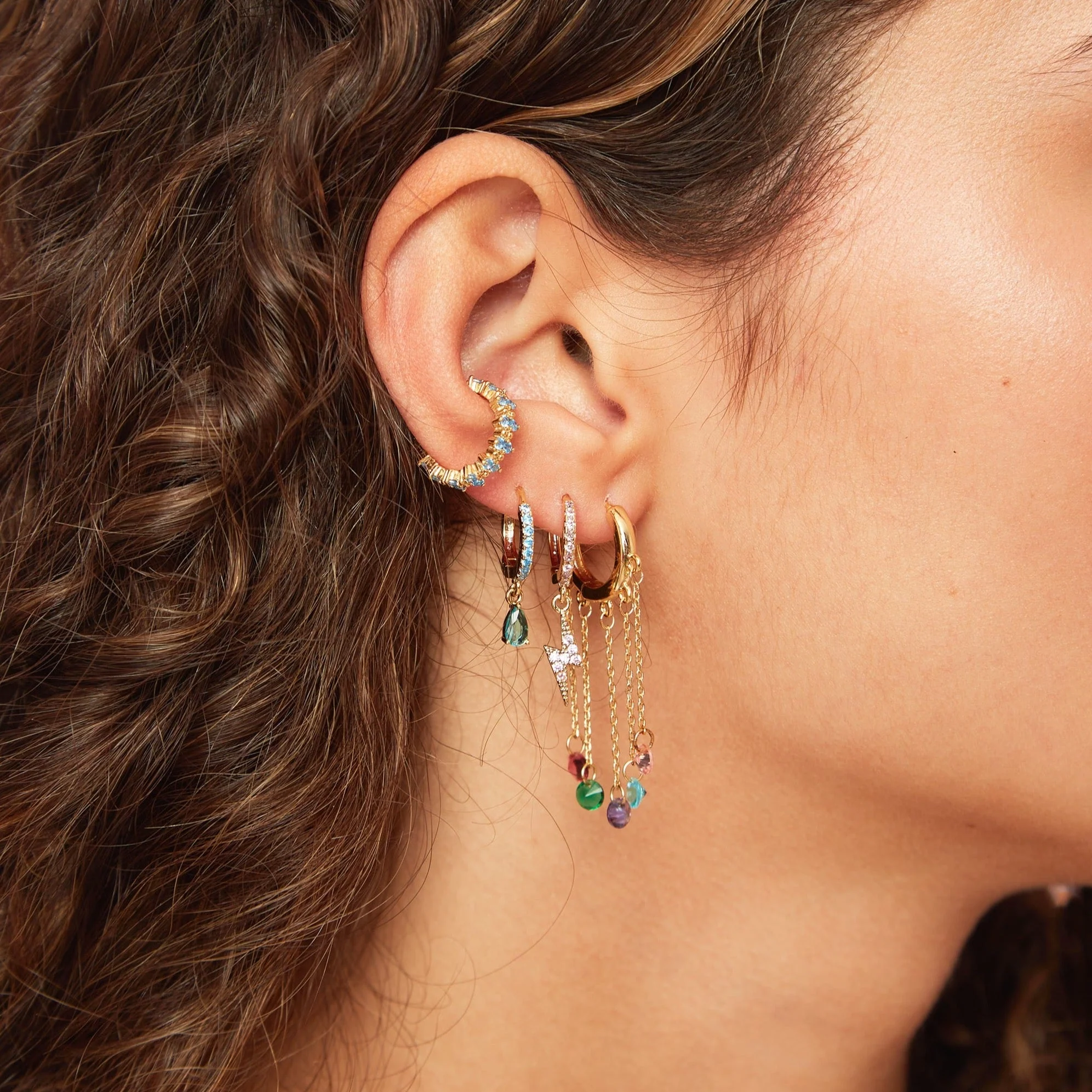 Talitha Lightning Bolt Huggie Earrings - Image 9